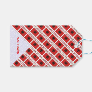 Albania Albanian Flag Tiled Red Personalised Gift Tags