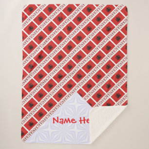Albania Albanian Flag Tiled Red Personalised Sherpa Blanket