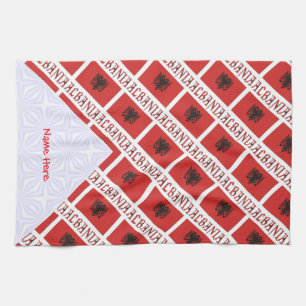 Albania Albanian Flag Tiled Red Personalised  Tea Towel