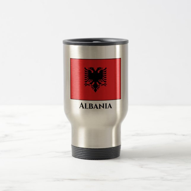 Albania (Albanian) Flag Travel Mug (Center)