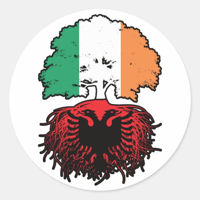 Albania Albanian Irish Ireland Tree Roots Flag Classic Round Sticker (Front)