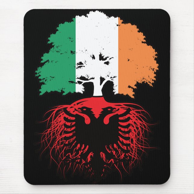 Albania Albanian Irish Ireland Tree Roots Flag Mouse Mat (Front)