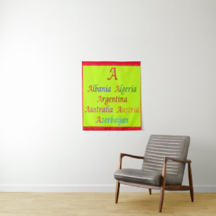 Albania Algeria Australia Argentina lime green Tapestry