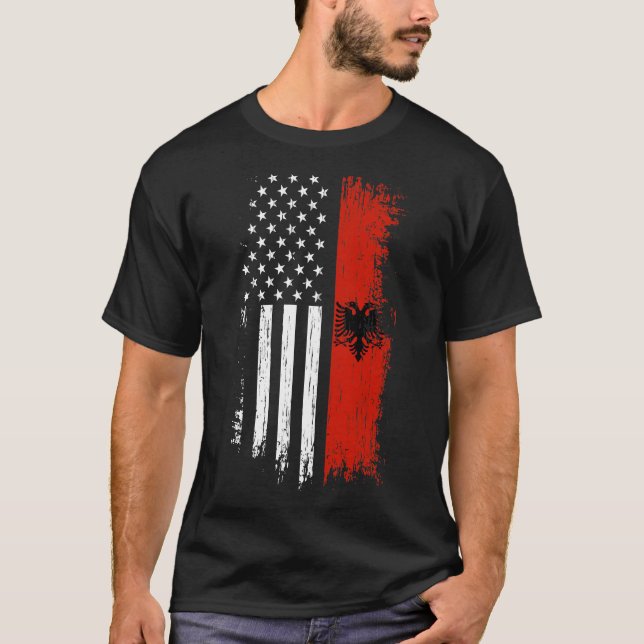 Albania American Flag T-Shirt (Front)