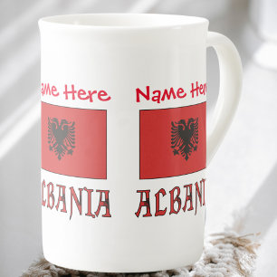 Albania and Albanian Flag Red Personalisation  Bone China Mug