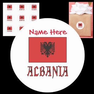 Albania and Albanian Flag Red Personalisation  Classic Round Sticker