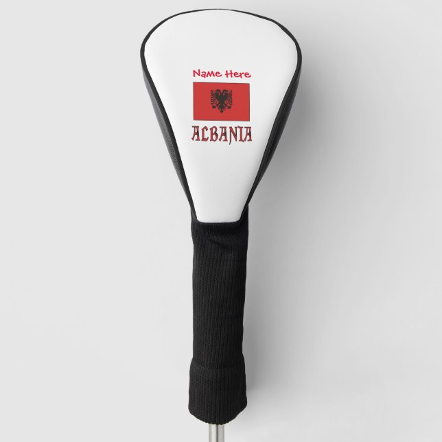 Albania and Albanian Flag Red Personalisation  Golf Head Cover (Front)