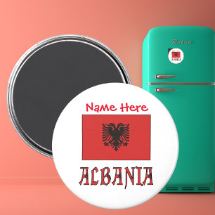 Albania and Albanian Flag Red Personalisation  Magnet