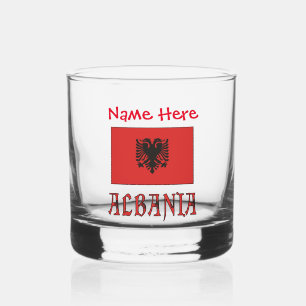 Albania and Albanian Flag Red Personalisation  Whiskey Glass