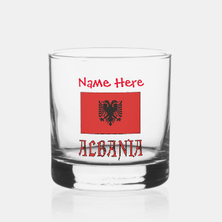 Albania and Albanian Flag Red Personalisation  Whiskey Glass