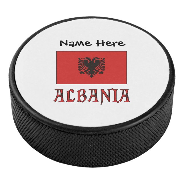 Albania and Albanian Flag with Your Name Hockey Pu Hockey Puck (3/4)