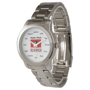 Albania and Albanian Flag with Your Name Watch