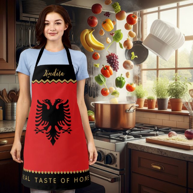Albania Chefs Apron, Albanian Flag Apron (Albania Chefs Apron / patriotic, name)