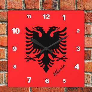 Albania Clock, patriotic home, Albanian Flag Square Wall Clock