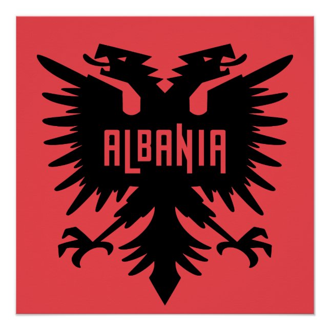 Albania Country Flag and Fan Design Poster (Front)