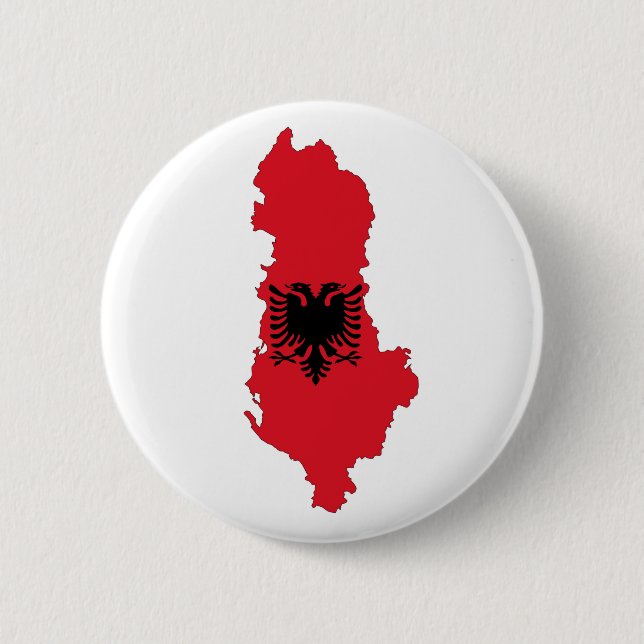 albania country flag map shape symbol silhouette 6 cm round badge (Front)