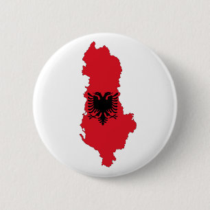 albania country flag map shape symbol silhouette 6 cm round badge