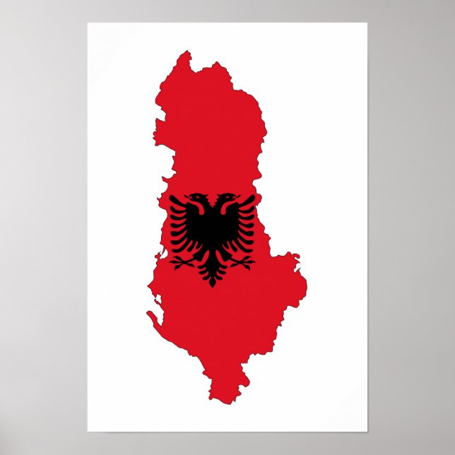 albania country flag map shape symbol silhouette poster (Front)
