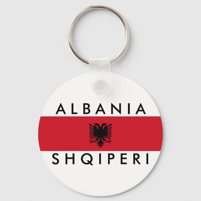 albania country long flag nation symbol name key ring (Front)