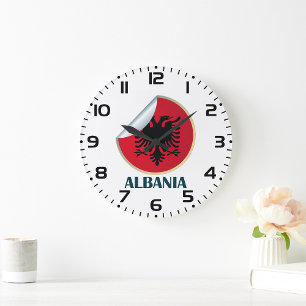 Albania Double Headed Eagle Emblem  Large Clock