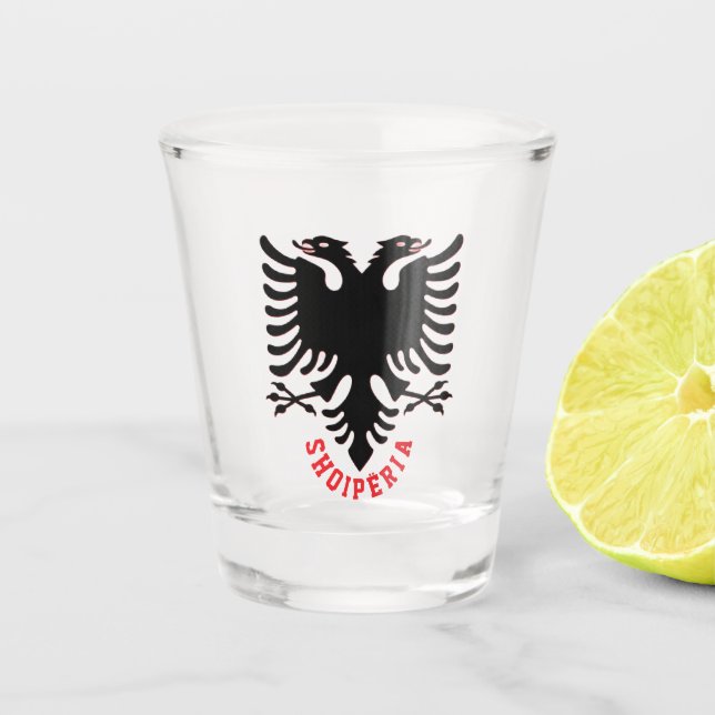 Albania Double Headed Eagle Shot Glass (Front)