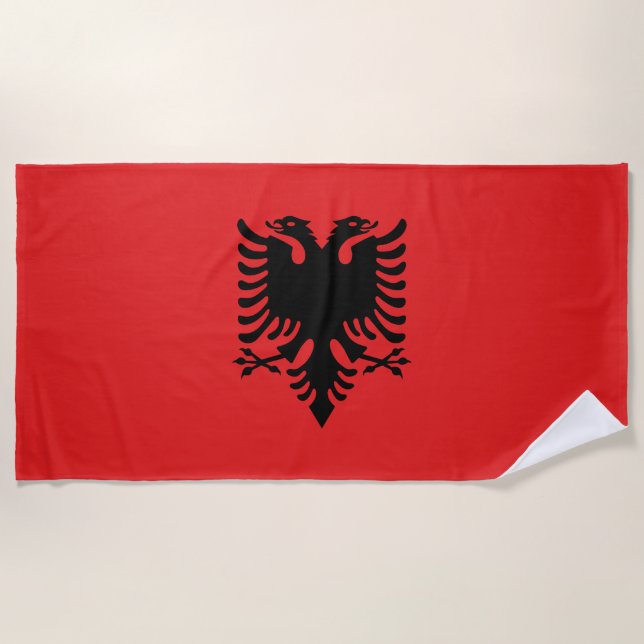 Albania Flag Beach Towel (Front)