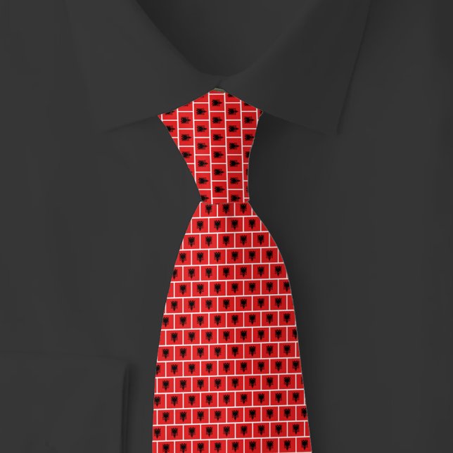 Albania Flag Brick Pattern Tie (Creator Uploaded)