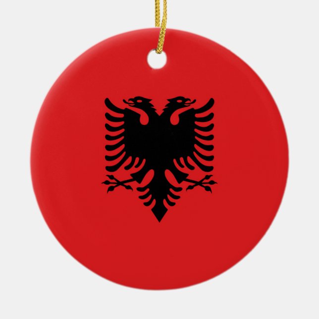 Albania Flag Ceramic Tree Decoration (Front)