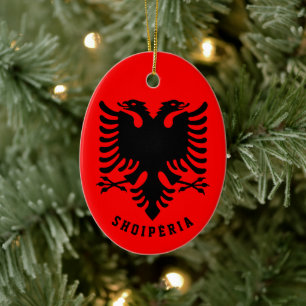 Albania Flag Ceramic Tree Decoration