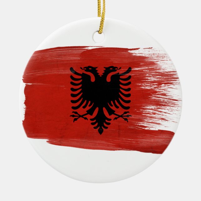 Albania Flag Ceramic Tree Decoration (Front)