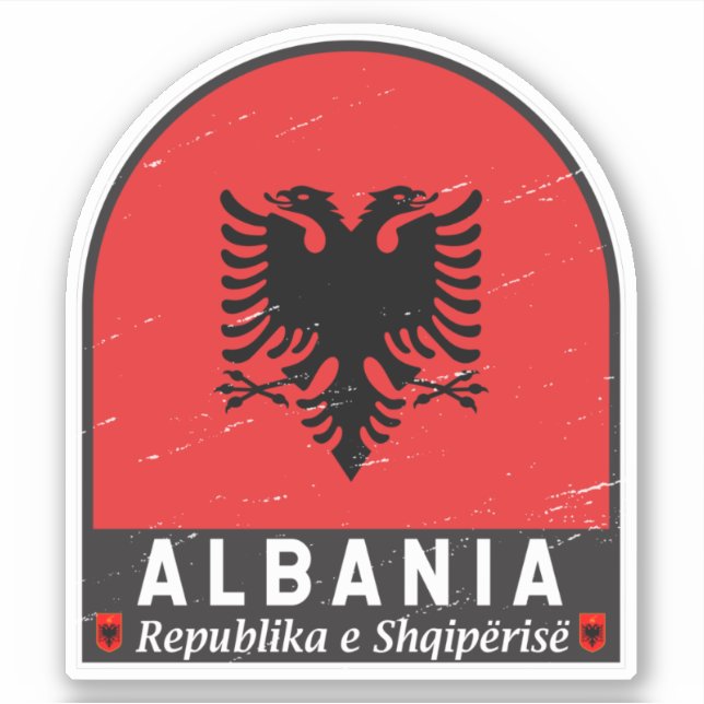 Albania Flag Emblem Distressed (Front)