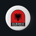 Albania Flag Emblem Distressed 6 Cm Round Badge<br><div class="desc">Albania distressed emblem featuring the flag and coat of arms.</div>