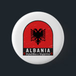 Albania Flag Emblem Distressed 6 Cm Round Badge<br><div class="desc">Albania distressed emblem featuring the flag and coat of arms.</div>