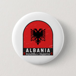 Albania Flag Emblem Distressed 6 Cm Round Badge