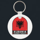 Albania Flag Emblem Distressed  Key Ring<br><div class="desc">Albania distressed emblem featuring the flag and coat of arms.</div>