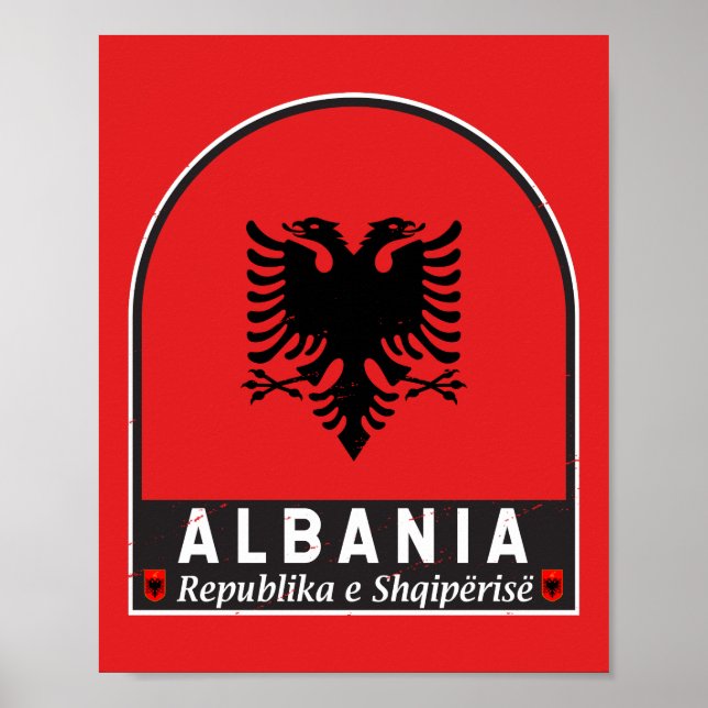 Albania Flag Emblem Distressed  Poster (Front)