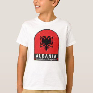 Albania Flag Emblem Distressed T-Shirt