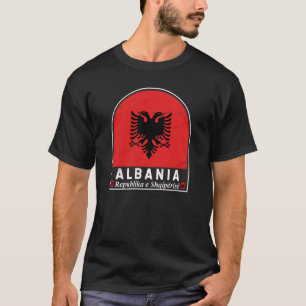 Albania Flag Emblem Distressed T-Shirt