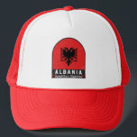 Albania Flag Emblem Distressed  Trucker Hat<br><div class="desc">Albania distressed emblem featuring the flag and coat of arms.</div>