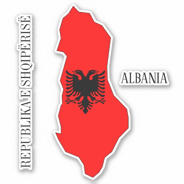 Albania Flag Map Outline (Front)