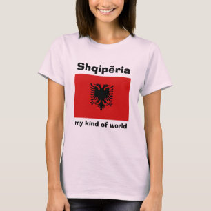 Albania Flag + Map + Text T-Shirt