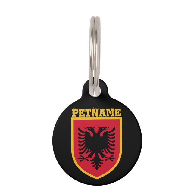 Albania Flag Pet Tag (Front)
