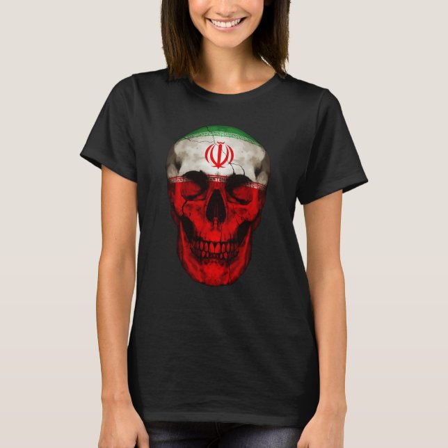 Albania Flag Skull Iranian Roots Proud Patriotic T-Shirt (Front)