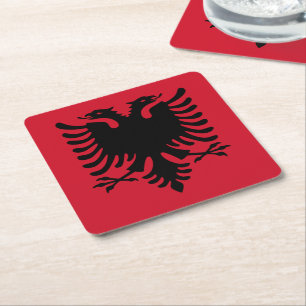 Albania Flag Square Paper Coaster