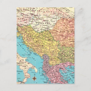Albania, Greece, Italy Map Postcard