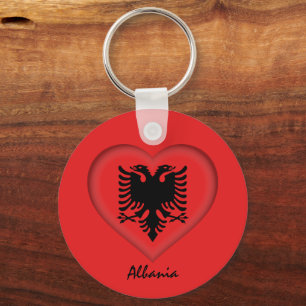 Albania & Heart, Albanian Flag fashion / sports Key Ring