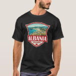Albania Illustration Retro Badge T-Shirt<br><div class="desc">Albania vector artwork design. Albania,  on Southeastern Europe’s Balkan Peninsula,  is a small country with Adriatic and Ionian coastlines and an interior crossed by the Albanian Alps.</div>