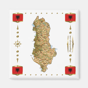 Albania Map + Flags Magnet