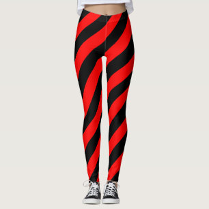 Albania National Flag Colours Diagonal Striped Leggings