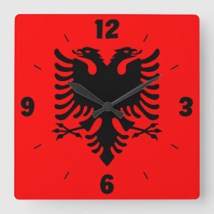 Albania National Flag Patriotic Square Wall Clock